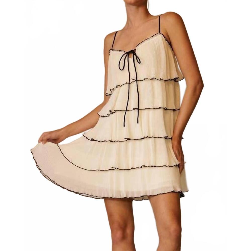 NEW ENDLESS BLU. amelie plisse tiered dress in cream